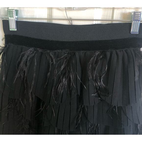 Arden B. Black Layered Ruffle Mini Skirt w/ Feathers Size Small Party Skirt - Picture 4 of 6